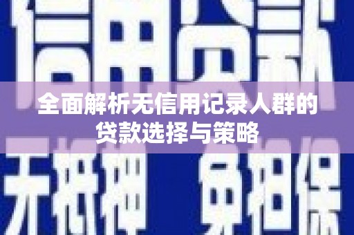 石门全面解析无信用记录人群的贷款选择与策略